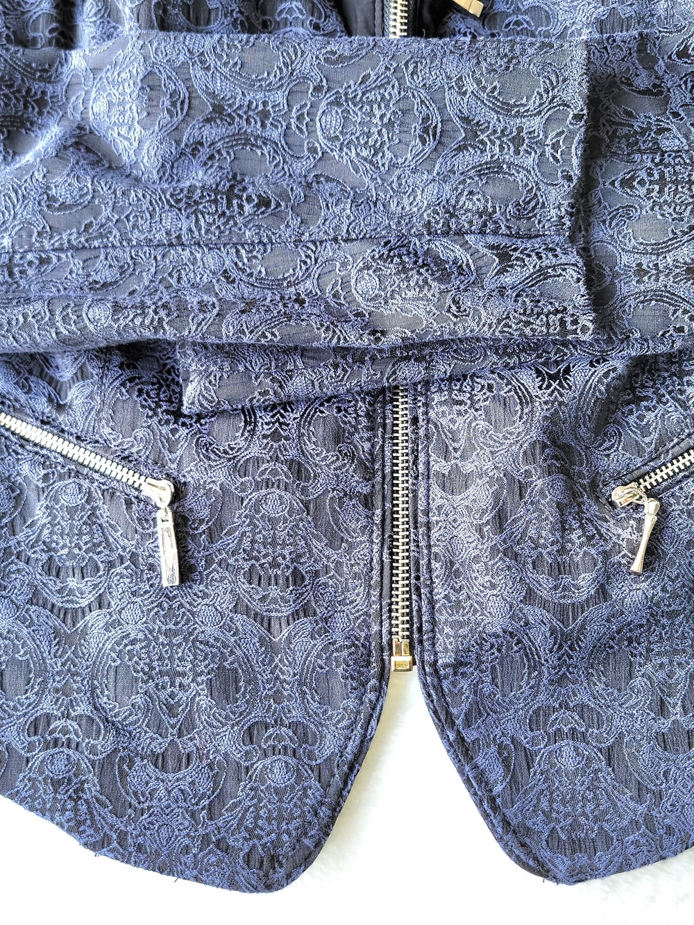 White House Black Market Purple Lace Zip Motorcycle Jacket - Picture 3 of 5
